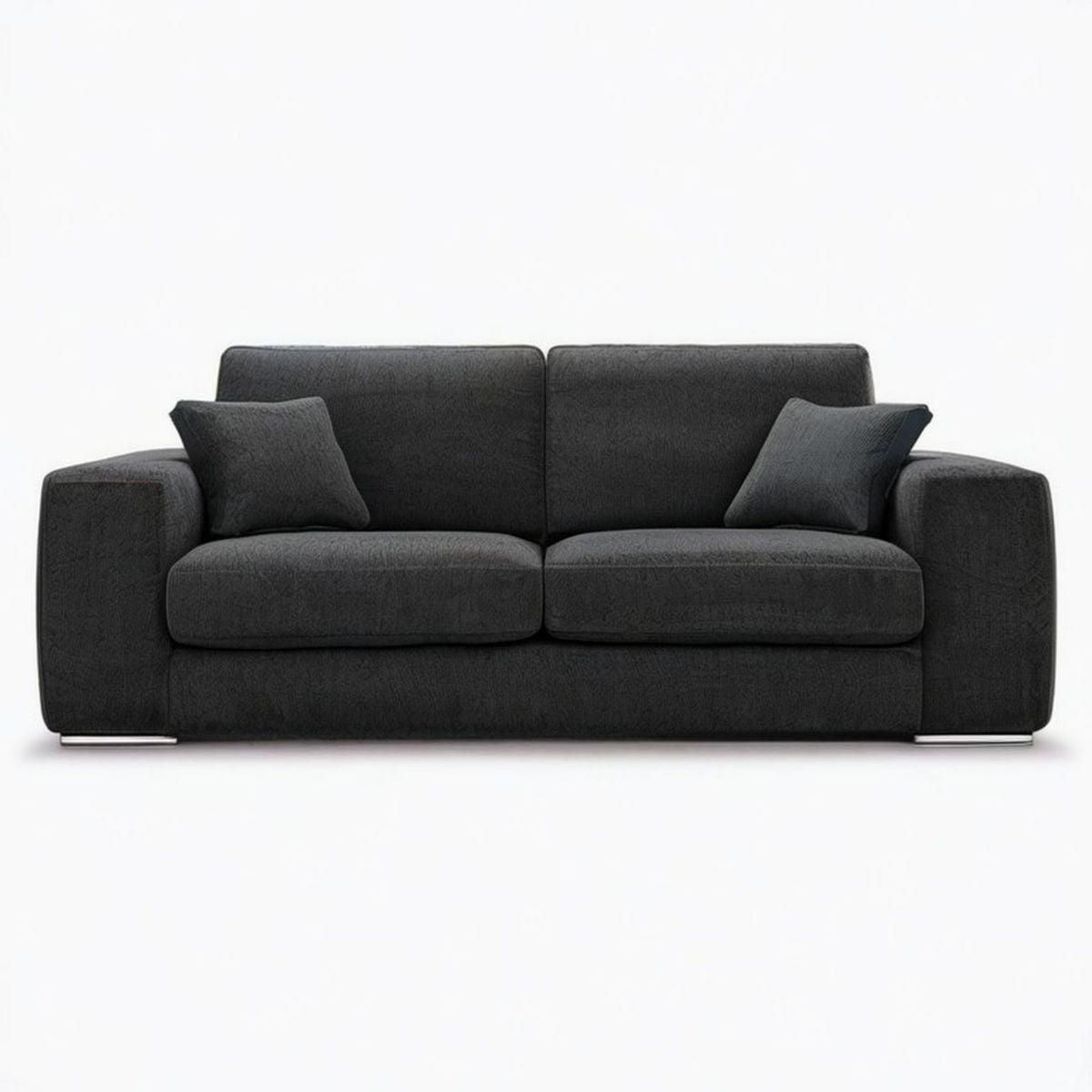 2-Sitzer-Sofa, 200 x 90 x 85 cm, Schwarz, Polyesterbezug und Edelstahlfüsse