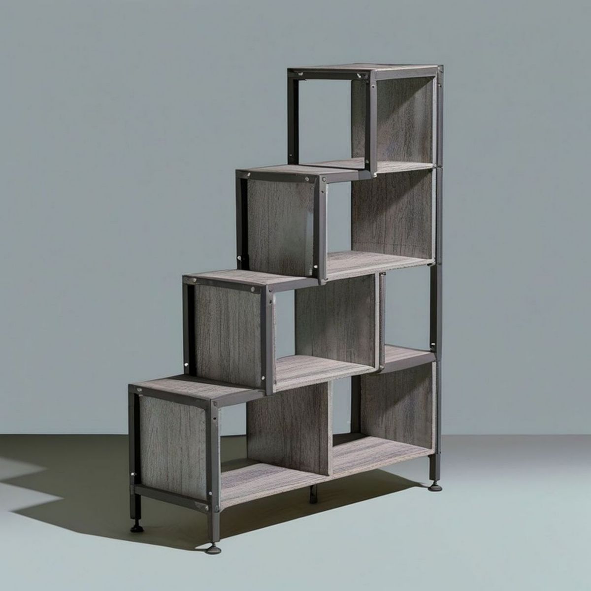 Offenes Regal mit 6 Fächern, 120 × 30 × 180 cm, Anthrazit/Schwarz, MDF und Stahl