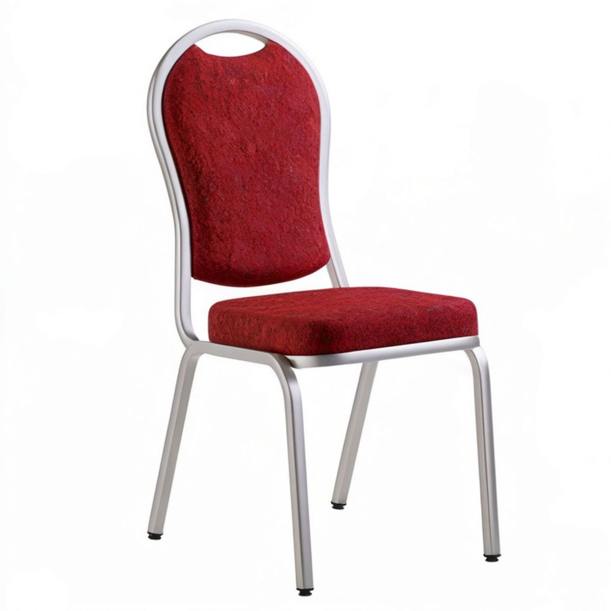 Gepolsterter Bankettstuhl 45 x 52 x 92 cm Rot/Silber mit Polyester-Velours und Stahlrohrgestell