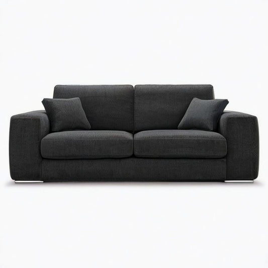 2-Sitzer-Sofa, 200 x 90 x 85 cm, Schwarz, Polyesterbezug und Edelstahlfüsse