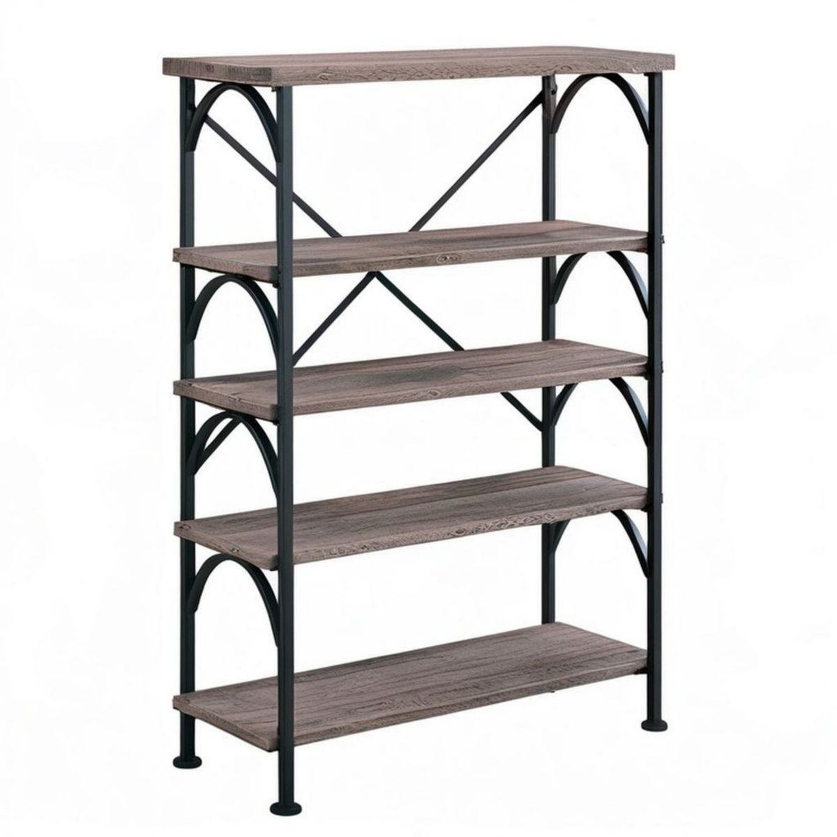 Regal im Industriestil mit 5 Ablagen, 100 x 30 x 180 cm, Dunkelbraun/Schwarz
