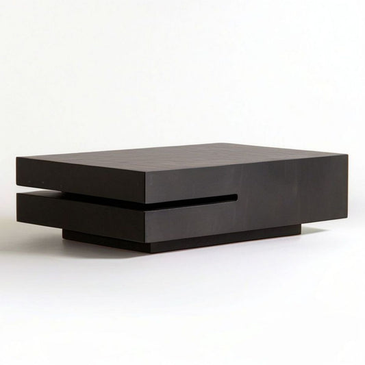 Rechteckiger Couchtisch aus lackiertem MDF, Schwarz, 120 x 70 x 35 cm