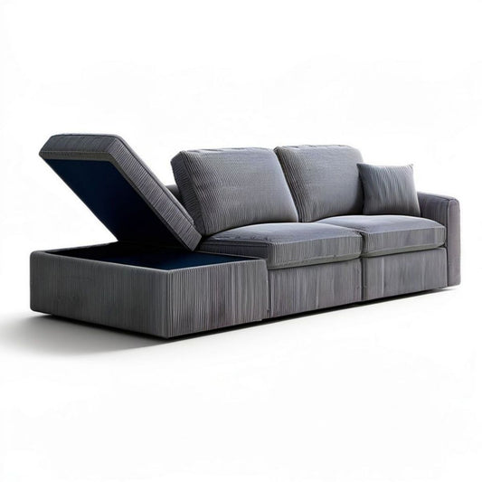 2-Sitzer-Sofa mit linkem Stauraumfach, 230 × 90 × 85 cm, Grau