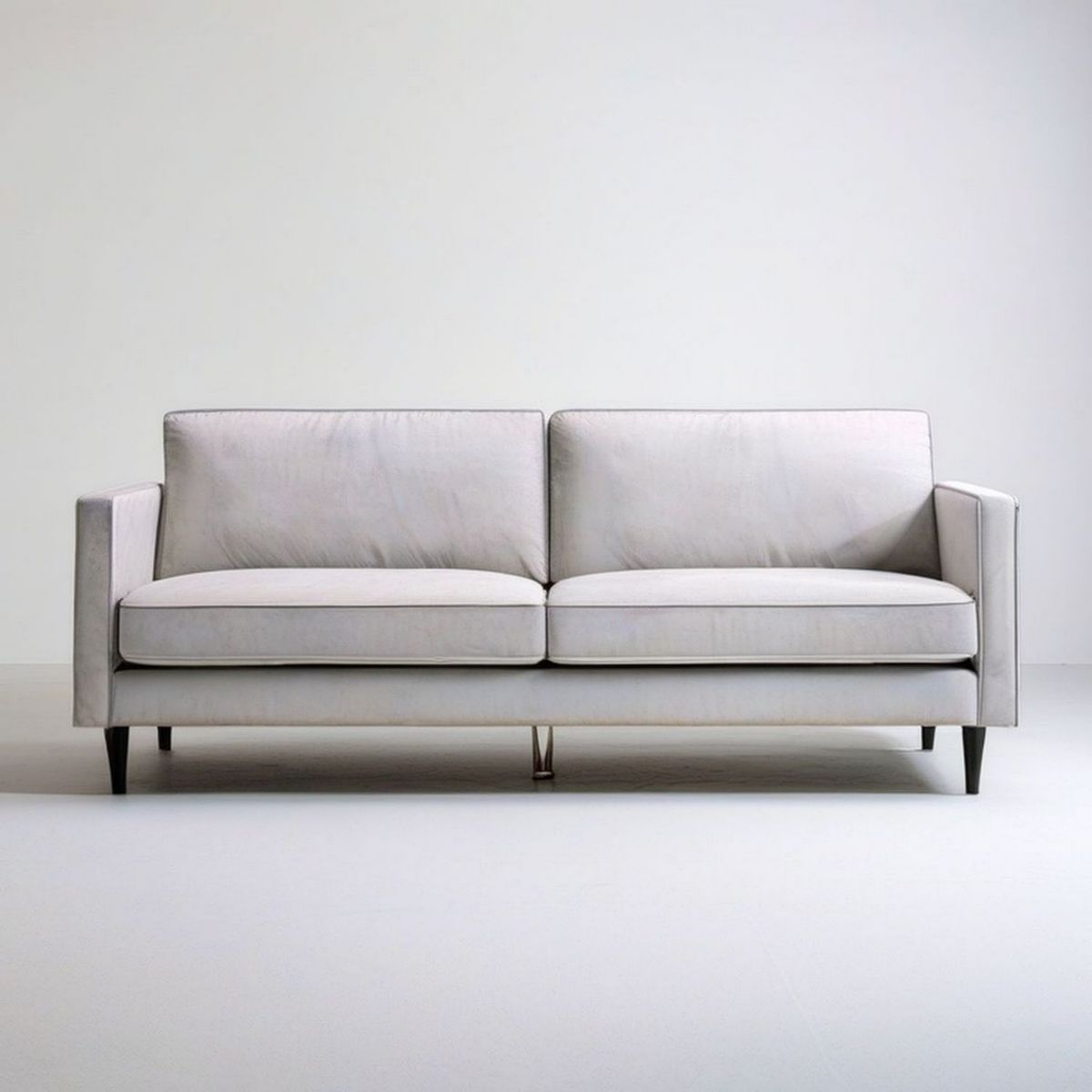2-Sitzer-Sofa Hellgrau/Schwarz mit Samtbezug, 180 x 85 x 82 cm