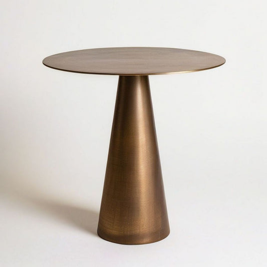 Runder Beistelltisch Ø 60 cm, Höhe 55 cm, Braun/Bronze, MDF und Stahl