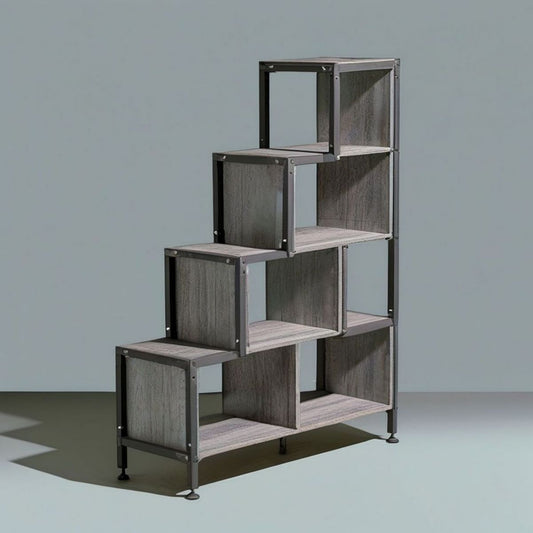 Offenes Regal mit 6 Fächern, 120 × 30 × 180 cm, Anthrazit/Schwarz, MDF und Stahl