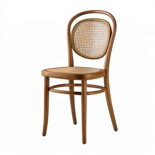 Esszimmerstuhl aus Buchenholz mit Rattangeflecht, Braun/Naturbeige, 46 x 52 x 88 cm