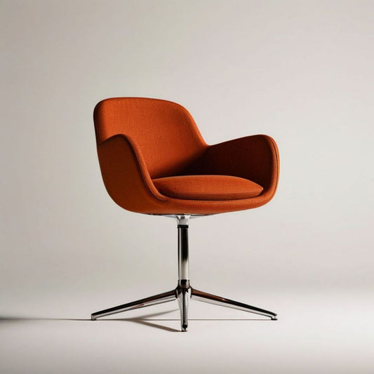 Drehbarer Loungesessel Orange/Silber mit Polyesterbezug, 70 x 74 x 80 cm