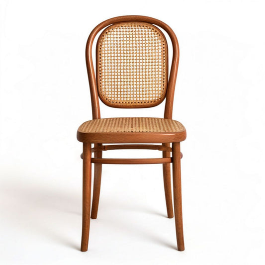 Esszimmerstuhl aus massivem Buchenholz mit Rattan-Geflecht, Braun/Natur, 46 x 54 x 88 cm
