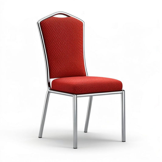 Gepolsterter Stuhl mit hoher Rueckenlehne, Rot/Silber, 44 x 52 x 92 cm