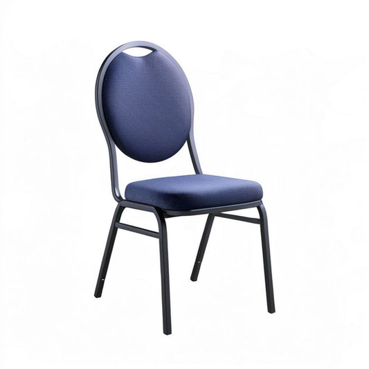 Esszimmerstuhl 45 x 54 x 93 cm Blau/Schwarz mit ovaler Rückenlehne, Polyesterbezug und Stahlgestell