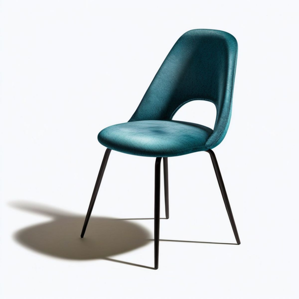 Gepolsterter Stuhl aus Polyester-Samt mit Stahlgestell, 48 x 57 x 84 cm, Petrol/Schwarz