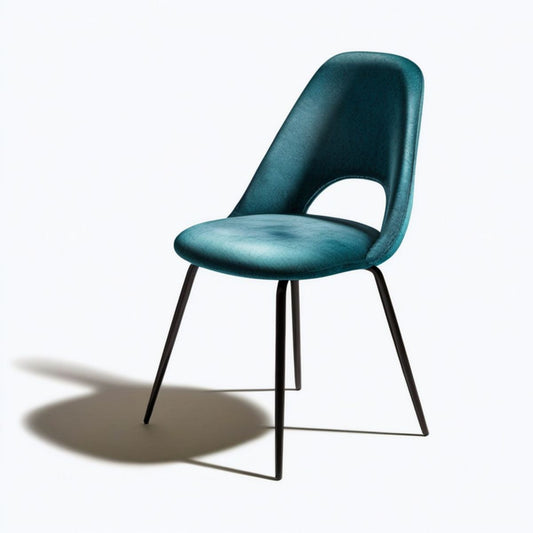 Gepolsterter Stuhl aus Polyester-Samt mit Stahlgestell, 48 x 57 x 84 cm, Petrol/Schwarz