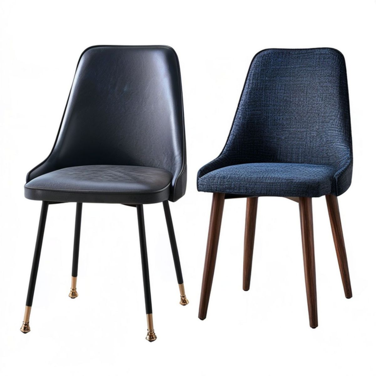 Gepolsterter Esszimmerstuhl 45 × 54 × 86 cm Schwarz/Dunkelblau
