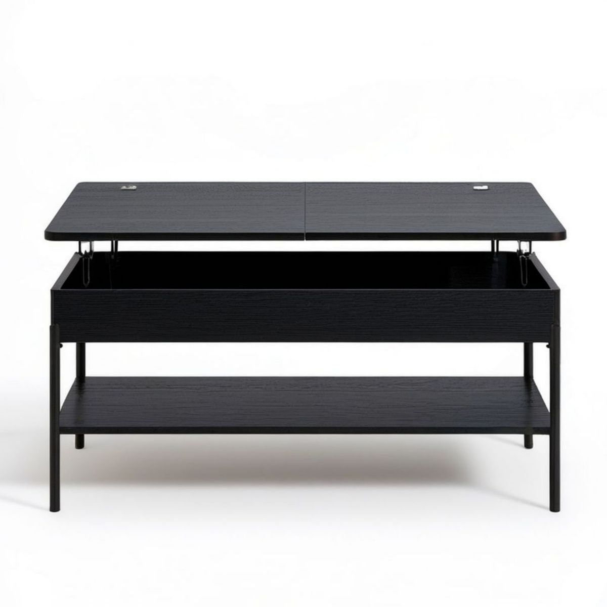 Höhenverstellbarer Wohnzimmertisch 100 × 50 × 45–65 cm mit Stauraum, Schwarz