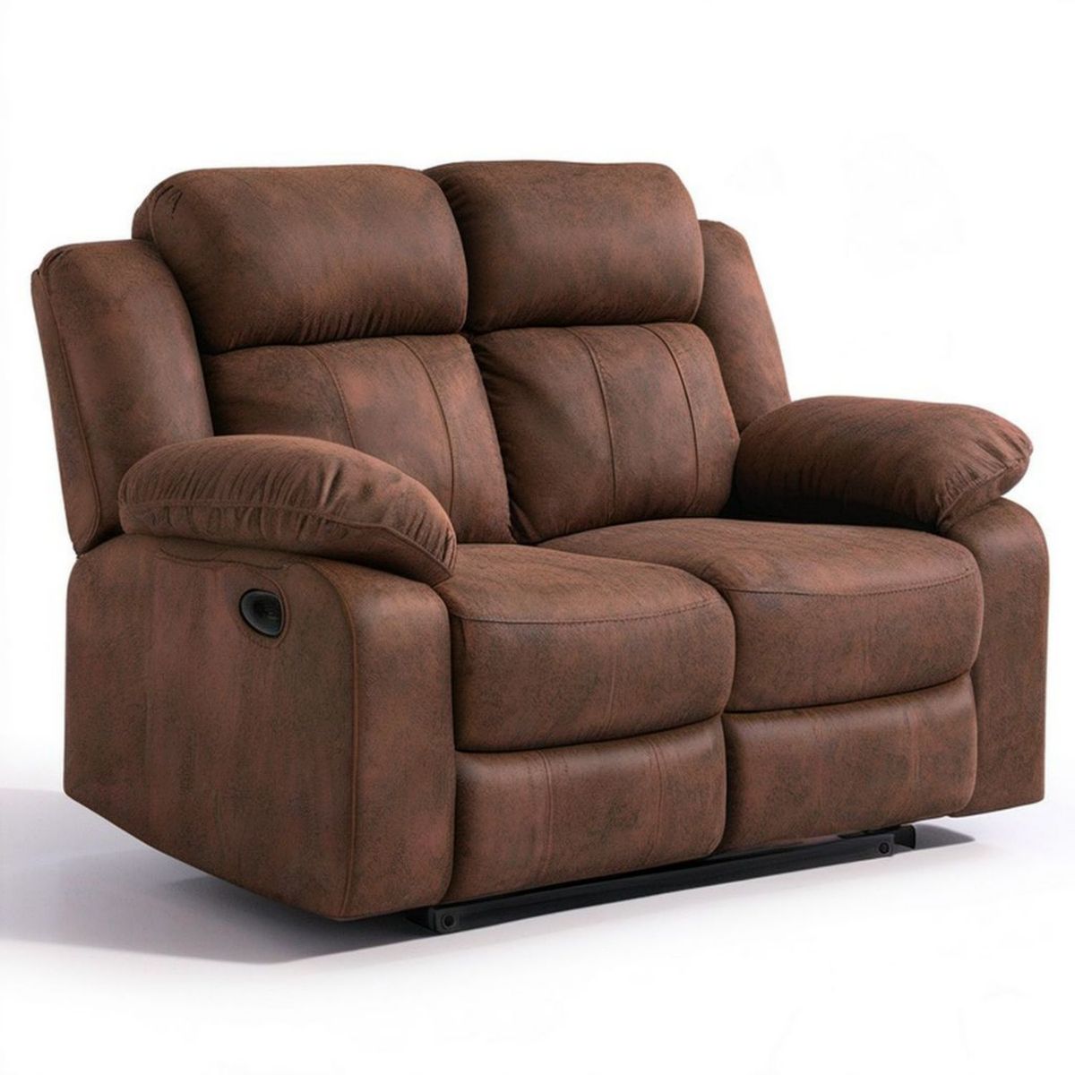 2-Sitzer-Relaxsofa mit manueller Liegefunktion, 158 x 95 x 102 cm, Braun, Mikrofaser-Polyester