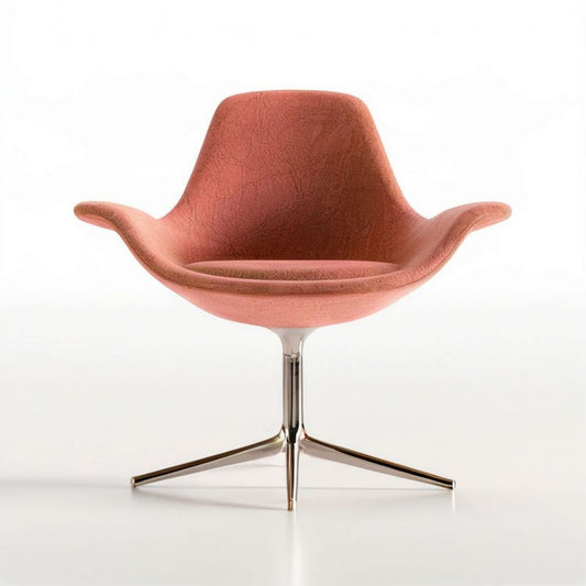 Drehbarer Loungesessel 68 x 74 x 80 cm in Altrosa mit Kunstlederbezug und verchromtem Viersternfuss